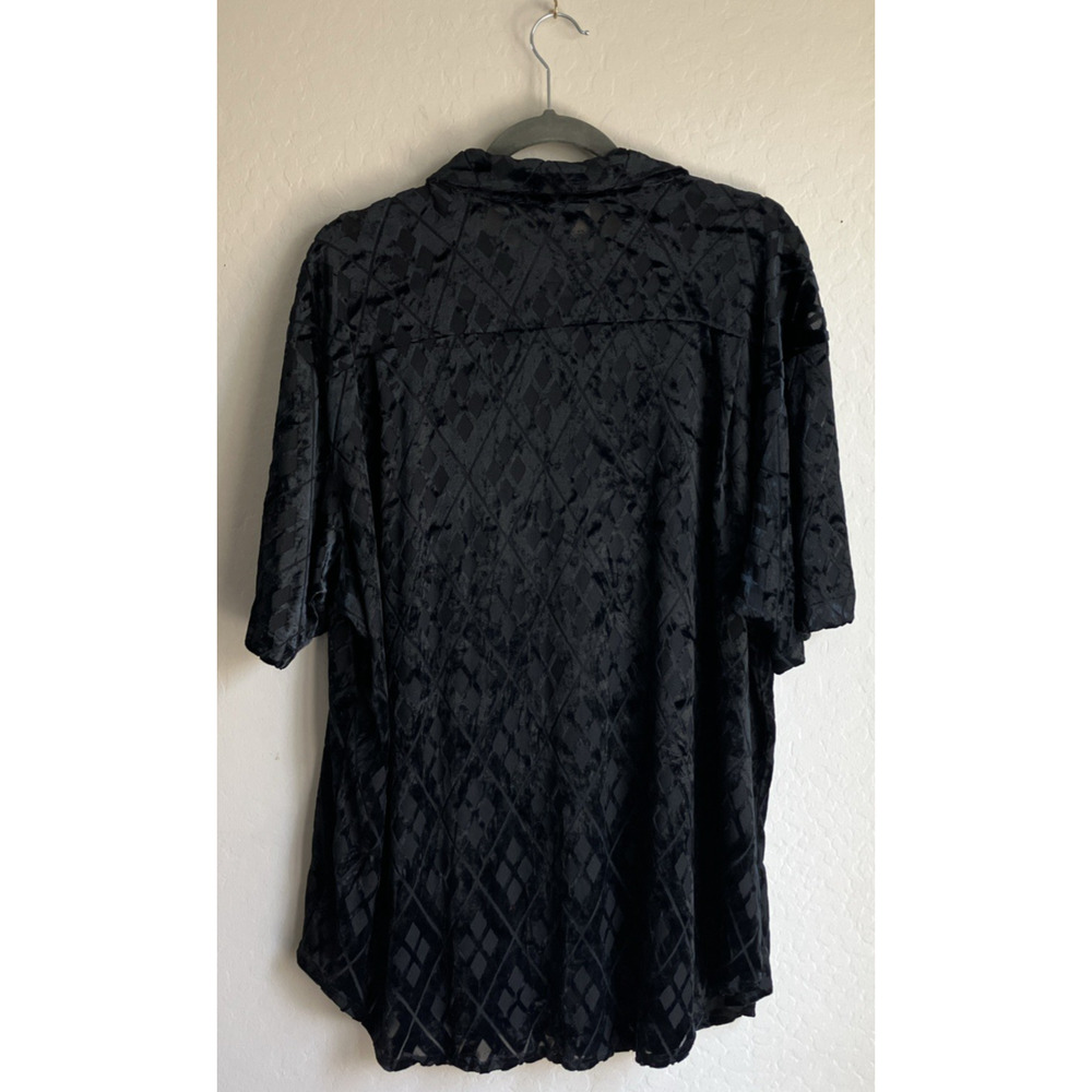 Vtg Morbid Threads Black Velvet Sheer Shirt Goth … - image 4